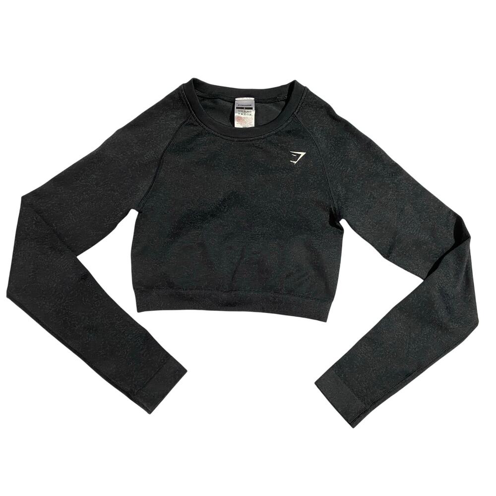 Gymshark Women’s Long Sleeve Cropped Top Size Small Gray Athletic Fit